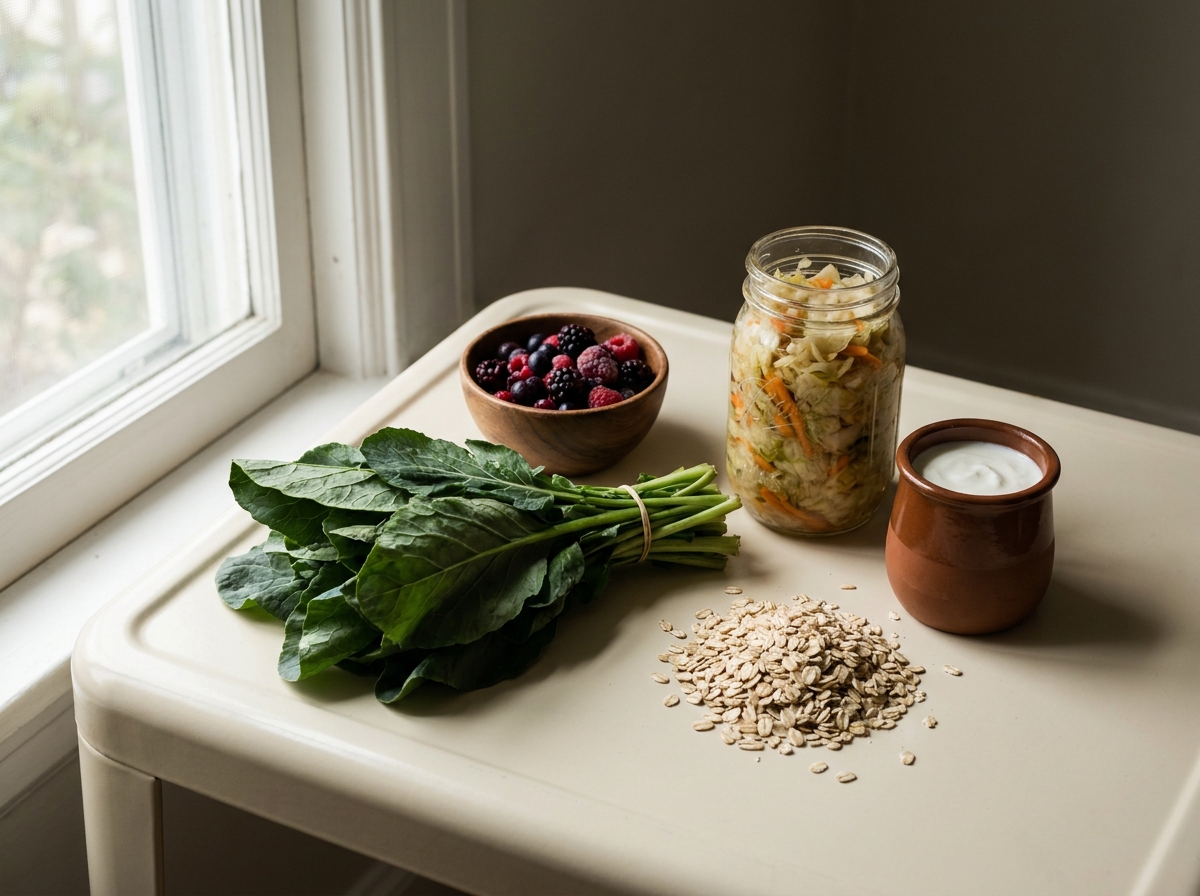 A spread of high-fiber plant foods